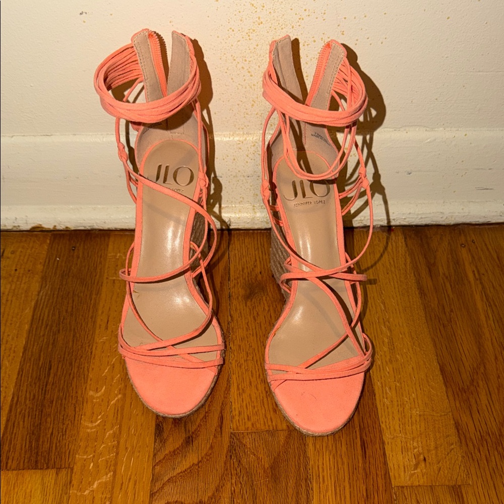 Jlo pink wedges